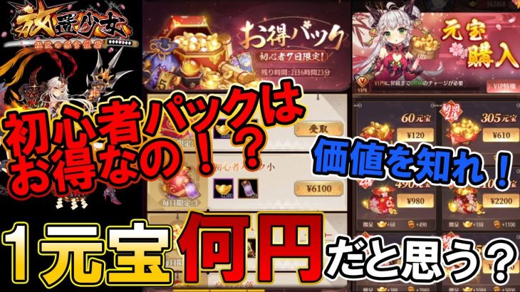 １元宝〇円の価値！ってことは？初心者パックは買い？【放置少女】