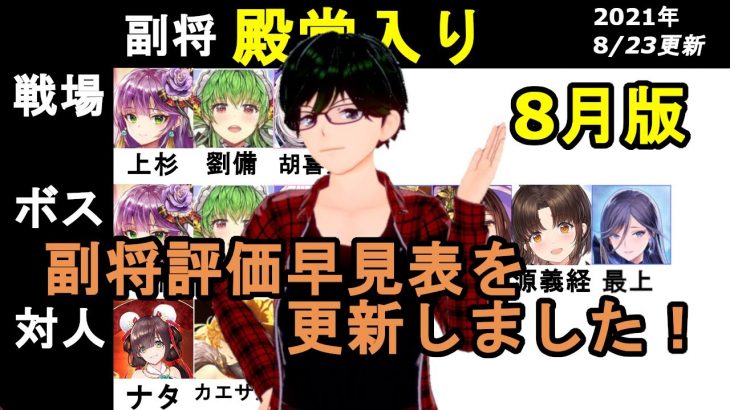 【放置少女副将特集】8月版みんなで作ろう視聴者参加型副将評価早見表！【デフ】