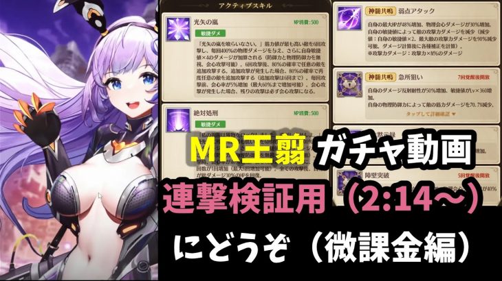 【放置少女】MR王翦（おうせん） ガチャ動画・闘技場で連撃検証用（詳細な分析はなし）