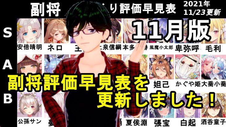 【放置少女副将特集】11月版みんなで作ろう視聴者参加型副将評価早見表！【デフ】