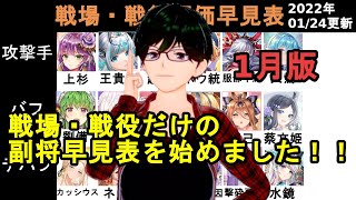【放置少女副将特集】1月版戦場・戦役だけの副将評価早見表を始めました！【デフ】