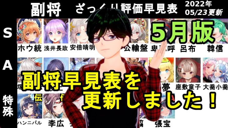 【放置少女副将特集】5月版みんなで作ろう視聴者参加型副将評価早見表！【デフ】