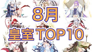 【放置少女】皇室TOP10採用人数ランキング。8/8一騎当千鯖(1鯖)含む皇室調べ