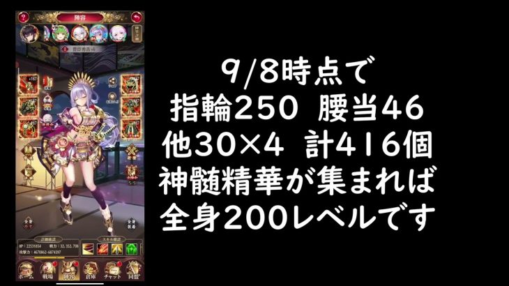 秀吉君の筋力が50万突破しました!あと3,4ヶ月で全部位聖淵200Lvに出来そうです　放置少女