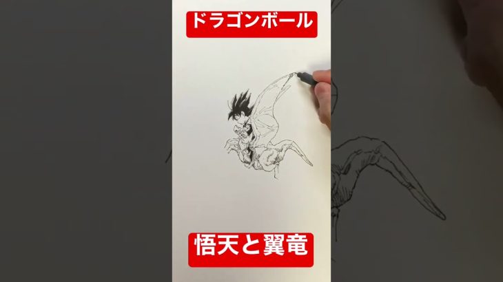 【ドラゴンボール】悟天と翼竜を一発描きで描いてみた！Goten drawing manga/anime【DRAGON BALL】