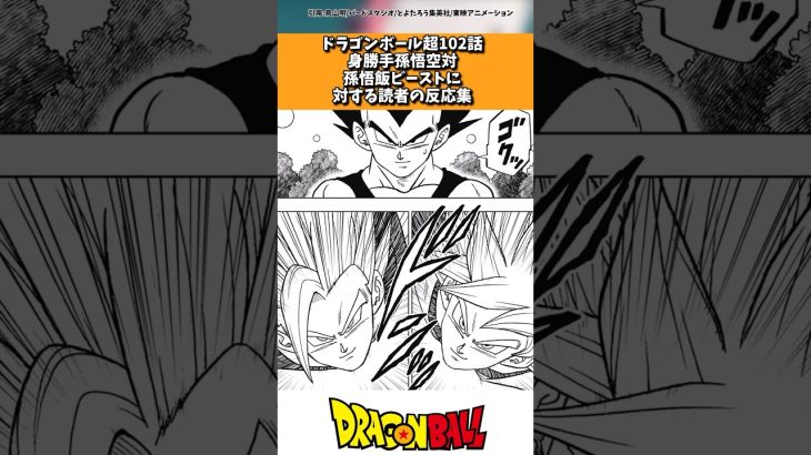 【ドラゴンボール超102話】身勝手孫悟空vs孫悟飯ビーストに対する読者の反応集