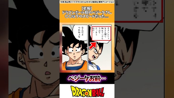 【悲報】ドラゴンボール超のベジータさん、○○以下のスピードだった…