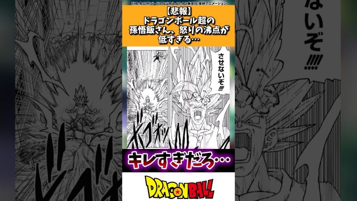 【悲報】ドラゴンボール超の孫悟飯さん、怒りの沸点が低すぎる…