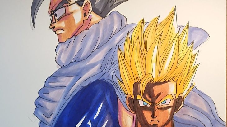 【ドラゴンボール超スーパーヒーロー】孫悟飯ノーマルと超サイヤ人描いてみたdragon ball super superhero gohan drawing!!