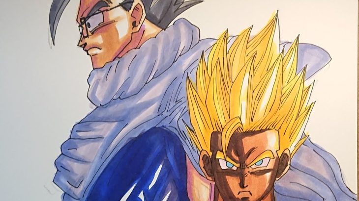 【ドラゴンボール超スーパーヒーロー】孫悟飯ノーマルと超サイヤ人描いてみたdragon ball super superhero gohan drawing!!