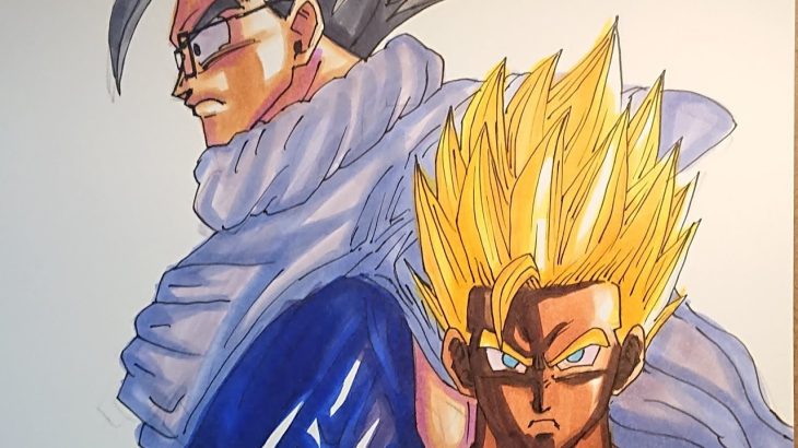 【ドラゴンボール超スーパーヒーロー】孫悟飯ノーマルと超サイヤ人描いてみたdragon ball super superhero gohan drawing!!