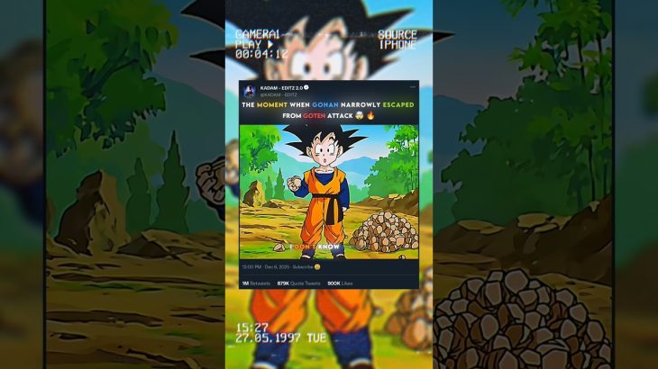 Gohan had a narrow escape 🥶🤯 #dragonball #gohan #goku #viralshorts