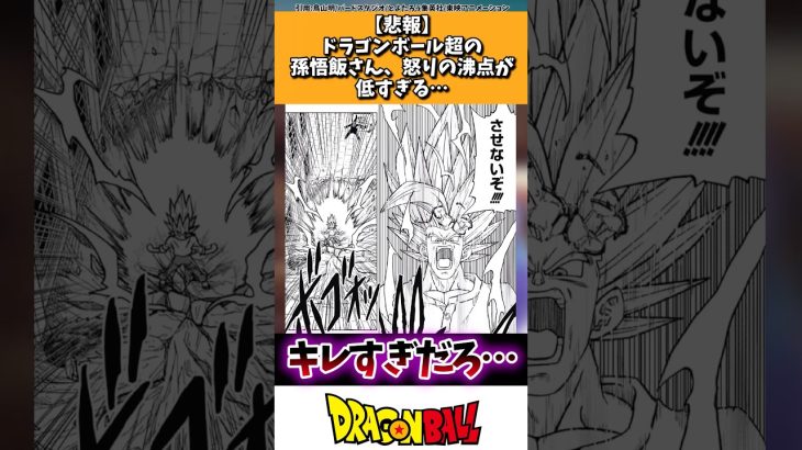 【悲報】ドラゴンボール超の孫悟飯さん、怒りの沸点が低すぎる…
