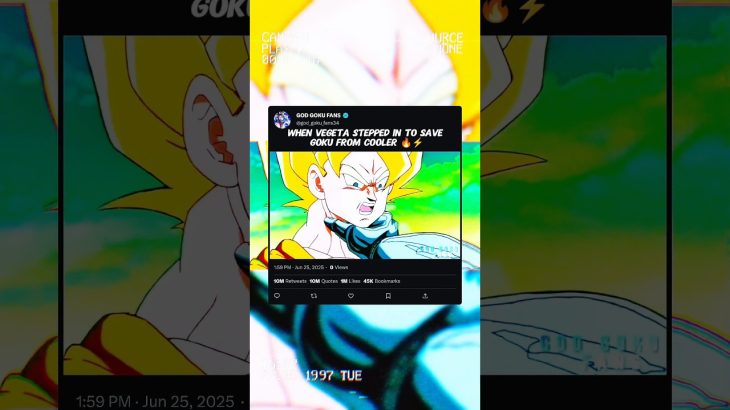 When Vegeta Stepped In to Save Goku From Cooler 🔥⚡ #dragonball #goku #anime #edit #shorts #viral
